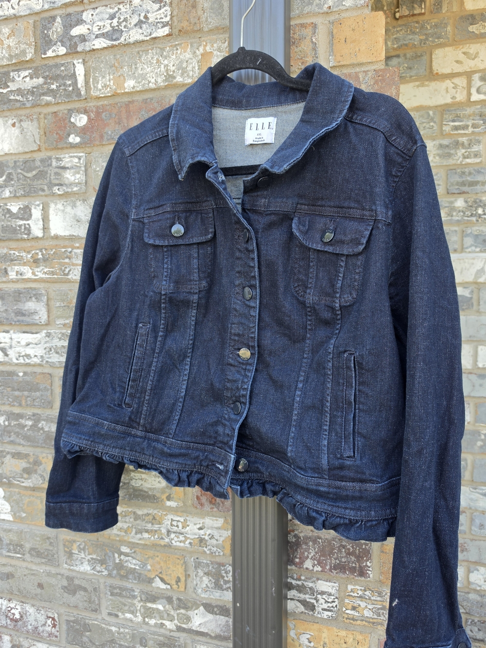 ELLE Women's Dark Wash Stretch Denim Jacket XXL
